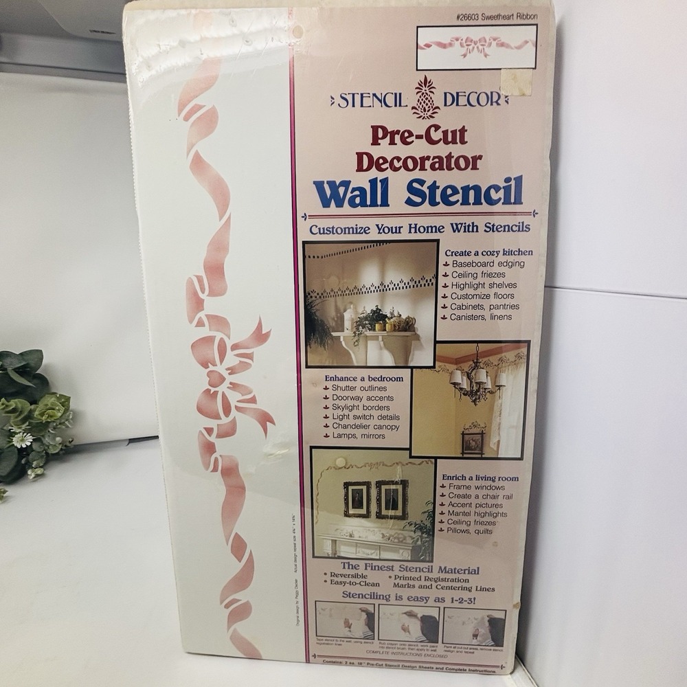Stencil Décor Pre-Cut Decorator Wall Stencil Sweetheart Ribbon 26603